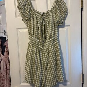 Green Gingham Romper